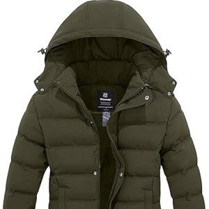 Women's Hooded Warm Winter Coat Quilted‎ Thicken Puffer Jacket with Removable